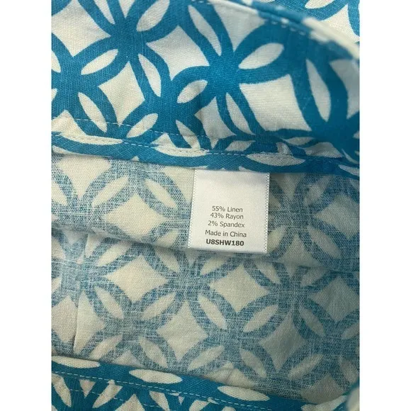 Market & Spruce women’s linen Blend‎ Size 6 Shorts Teal White - Image 5
