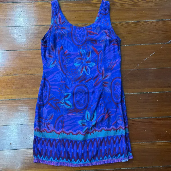 Vintage Rainbow Jo Tropical Vibrant Floral Hawaiian Resort Dress Sz Medium💛 - Image 9
