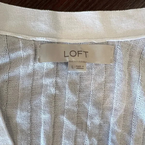 Loft ribbed white cardigan large - Image 4