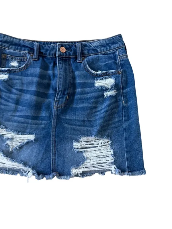 AMERICAN EAGLE Distressed Denim Skirt Size 6 - Image 5