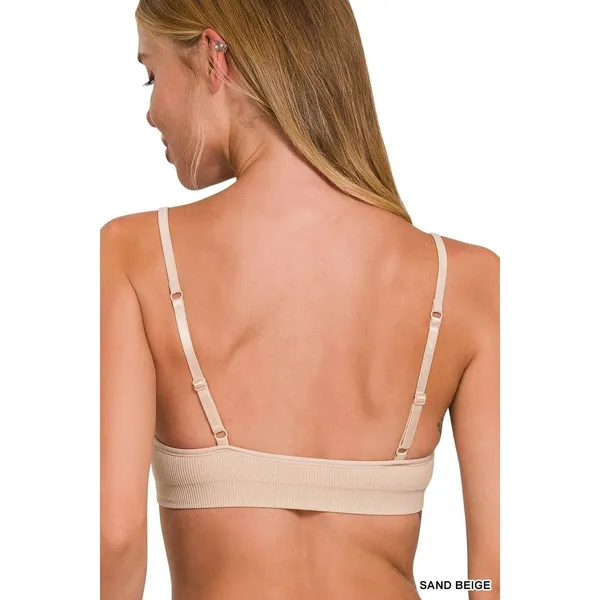 Zenana Seamless Classic Bra with Removable Bra Pads - Sand Beige - L/XL - Image 6