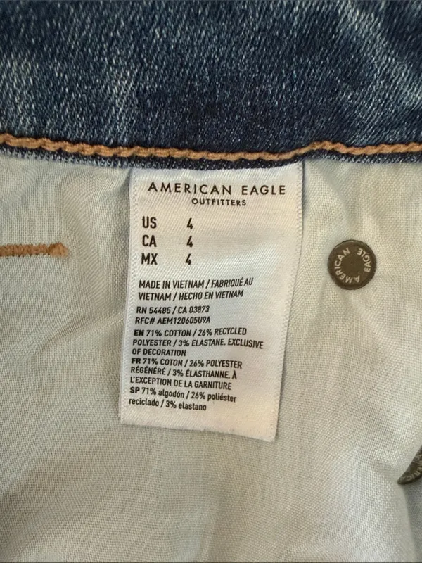 American Eagle Outfitters Dark Blue Rolled Hem Denim Shorts Woman’s Size‎ 4 - Image 4