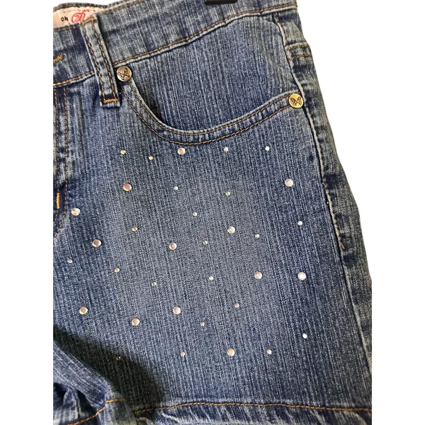 Jeans D. Blue Jewel Studded Stretch Denim Jean Shorts Women Sz S - Image 7
