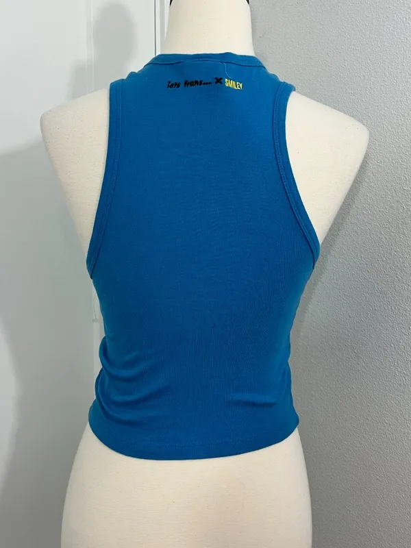 Smiley Small Blue Embroidered Tank Top - Image 2