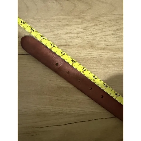 Casual Tan Leather Belt Antique Solid Brass Buckle‎ 1X 46" - Image 6