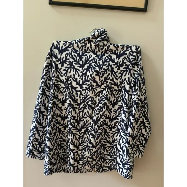 Lilly Pulitzer Navy White Coral Print Zip Front Jacket Size XL Resort Coastal - Image 4