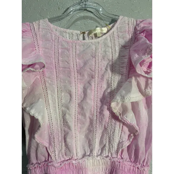 LoveShackFancy Natasha Heritage Mini Dress Pink Sz P (00)Fairy Whimsy Boho - Image 3