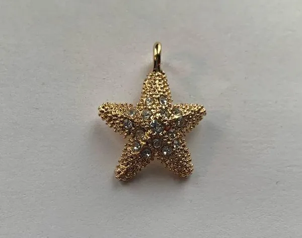 Starfish charm with crystals Gold - Image 2