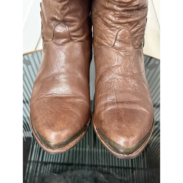 Vintage Mobility Sport Women’s Brown Leather Slouch Western Boots Metal Toe 7B - Image 8