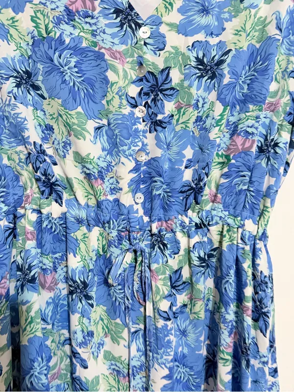 PRETTYGARDEN Blue Floral V-Neck Women’s Flowy Dress - Image 4