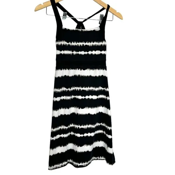 Soybu Black White Tie Dye Stripe Strappy Racerback Active Dress Small‎ - Image 2