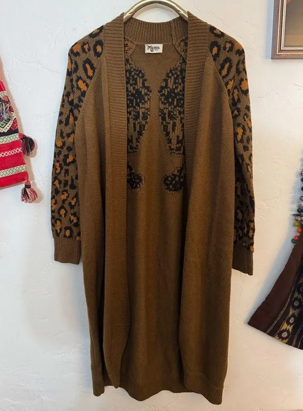 Show Me Your Mumu Two Leopards Running Sweater Dolman Sz Small Brown Orange - Image 3