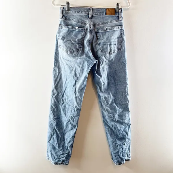American Eagle AE Ex Boyfriend High Waisted Denim Straight Leg Jeans Blue 00 - Image 5