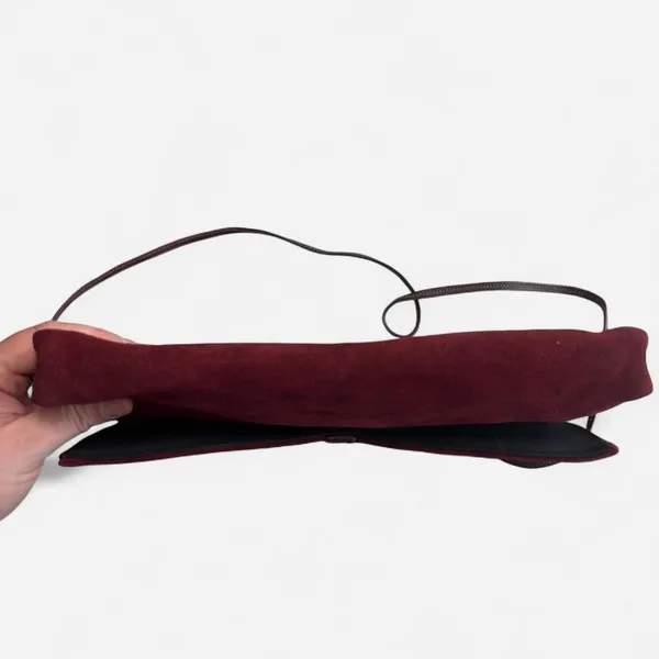 Red and Black Suede Clutch Bag for Women - Classic Minimalist - Image 7