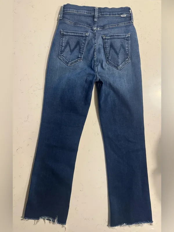 Mother The Tripper Ankle Fray Jeans Size 25 Blue Crop Raw Hem Premium Denim - Image 6