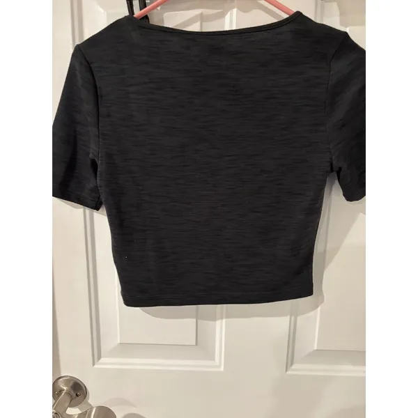 Forever 21 Charcoal Knit‎ Crop Top Short Sleeve Womens Medium Casual - Image 3