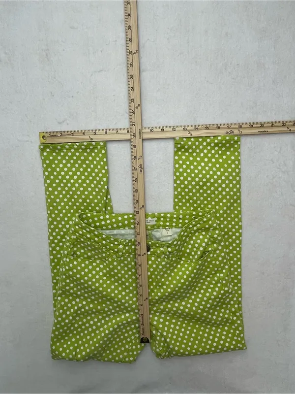 Coldwater Creek Women's Green White Polka Dot Cotton Blend Skinny Pants Size 4 - Image 13