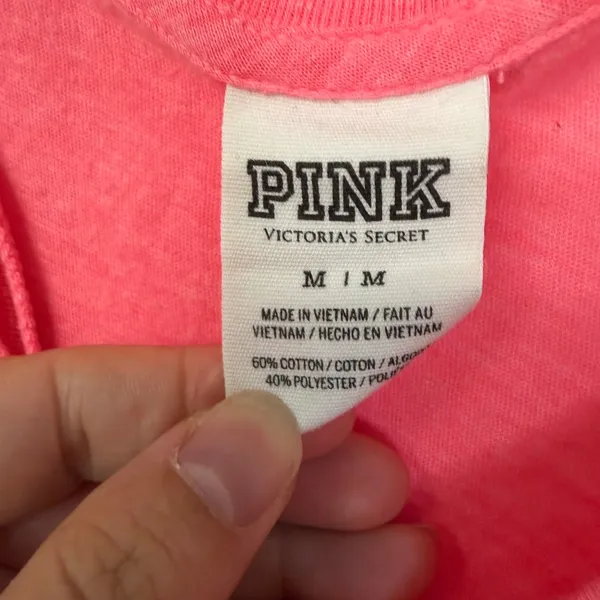 Victoria's Secret PINK Sequin Logo Racerback Tank Top Neon Pink Gray Medium - Image 3