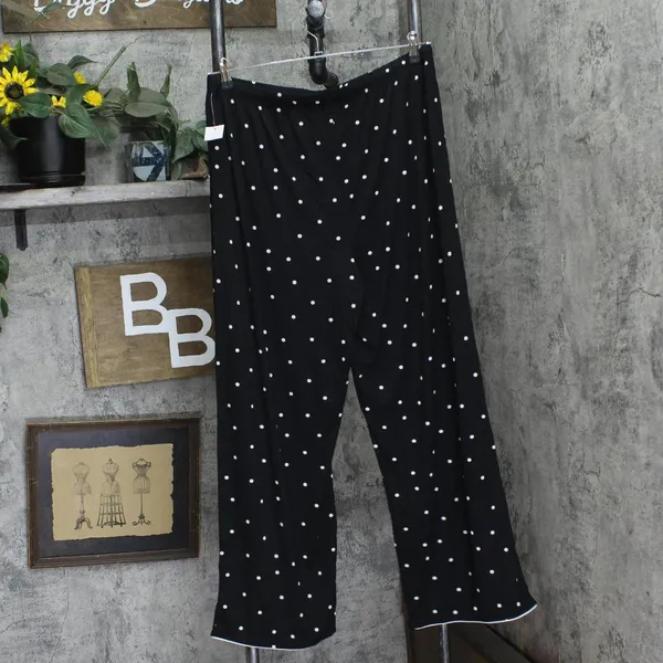 NWT State Of Day Womens Fluid Knit Notched Pajama Set Deep Black Polka Dot L - Image 7