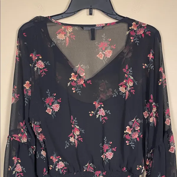 White House Black Market Women’s Boho Floral Print Flared Long Sleeve Dress - Image 7