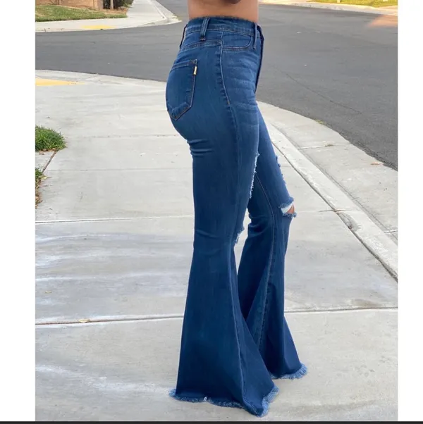Flare High Waisted Bottoms Blue Size 30 - Image 5