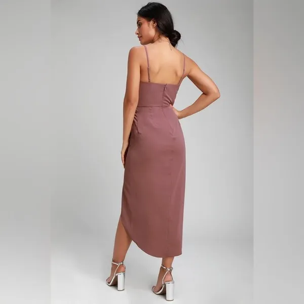 NWT Lulus Reinette Mauve Purple Corset Slip Midi Dress Small Cocktail Wedding - Image 12
