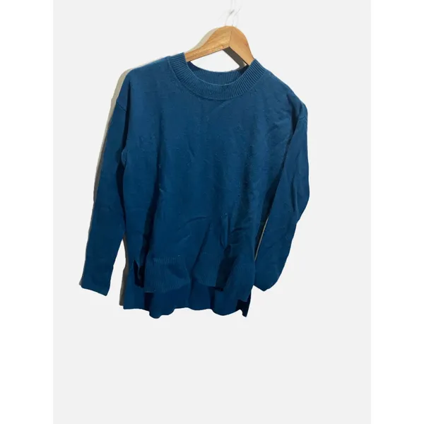 Gap Crewneck Sweater Womens XS‎ Teal Blue Wool Blend High-Low Hem Casual Knit - Image 2