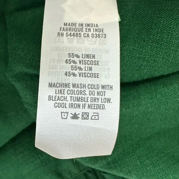 Aerie Emerald Mini Dress Sz M Green Linen Flutter Mini Babydoll Cottagecore - Image 5