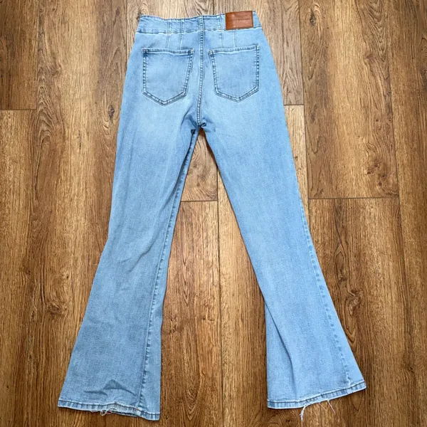 Lucky Brand Stevie High Rise Flare Jeans Light Wash 2/26 Double Button Boho - Image 5
