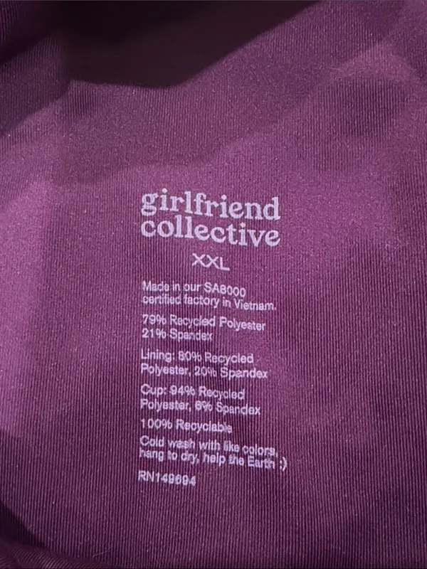 girlfriend collective Plum Purple Sports Bra XXL EUC - Image 3