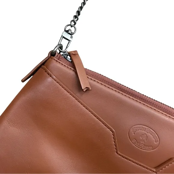 Brooks‎ Brothers Chain Strap Shoulder Bag Brown Caramel Leather Minimalist - Image 5