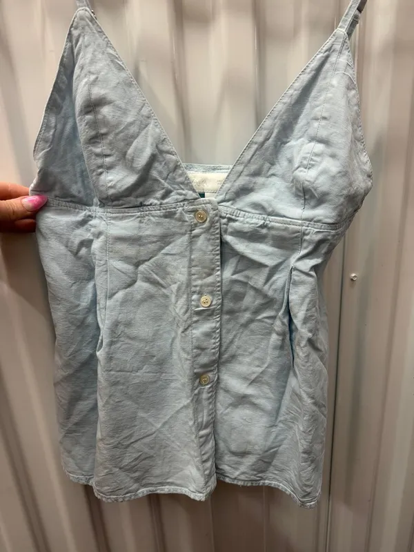 Zara Pale Blue Button-Front Top S - Image 4
