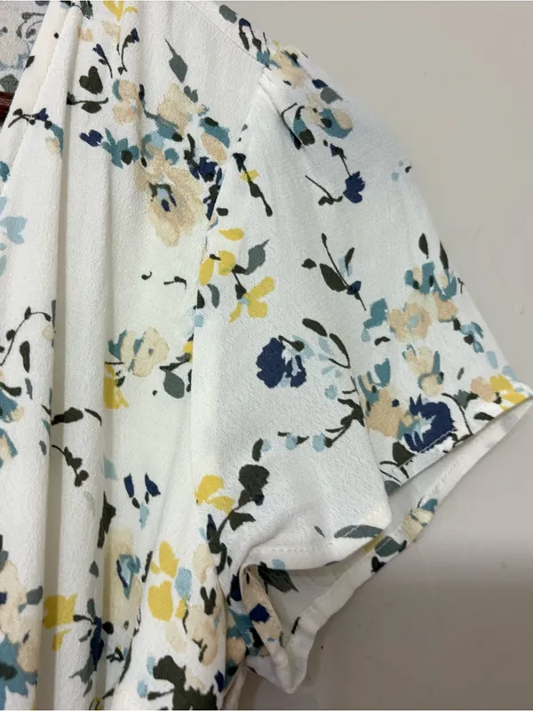 Abercrombie & Fitch Floral Faux Wrap Mini Dress XS White Blue Cottagecore - Image 7