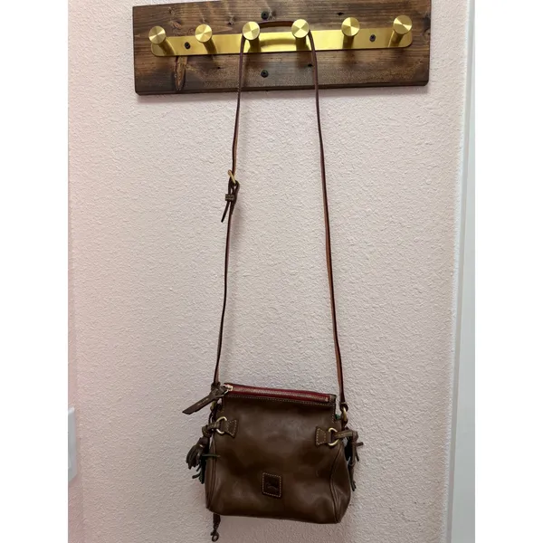 Dooney & Bourke Women Crossbody Bag Small Brown Vachetta Leather Tassel Detail - Image 2