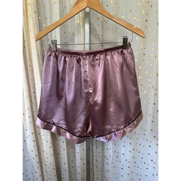 Unbranded Mauve Pink Button Down Pull On Shorts Satin Pajamas PJ Set XL - Image 6