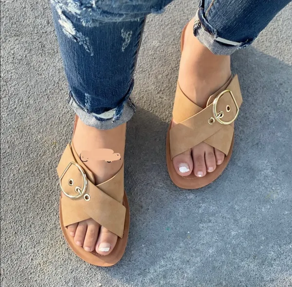 Nude/Natural Criss Cross Sandal - Image 3