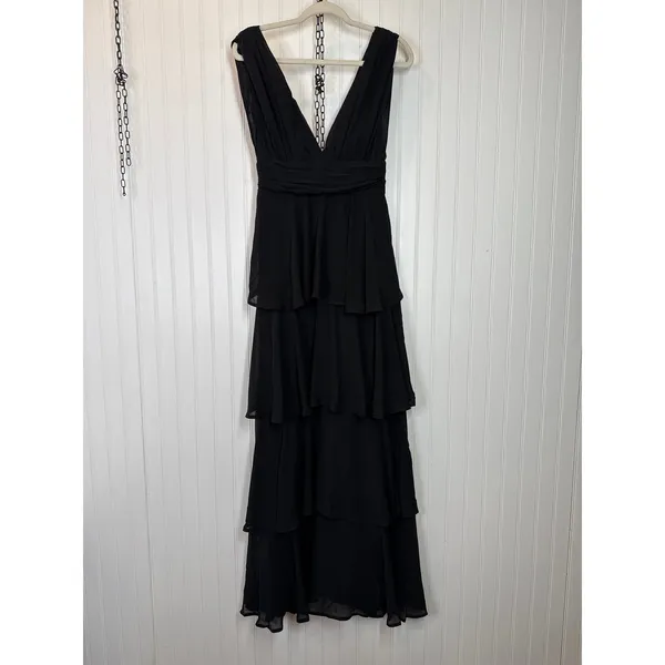 NWT Lulus Amazing Evening Black Tiered Maxi Dress Bridesmaid Wedding Prom Sz XS - Image 2