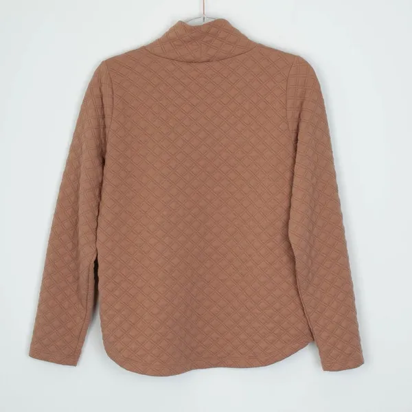 J. Crew Womens Quilted‎ Mock neck Pullover Top Size S Tan Long Sleeve Capsule - Image 8