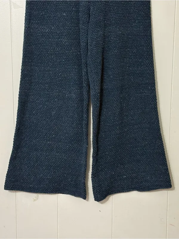 Free People Beach Hailee Knit Pants Blue Wide Leg Lounge Sweater Pants Size S - Image 3