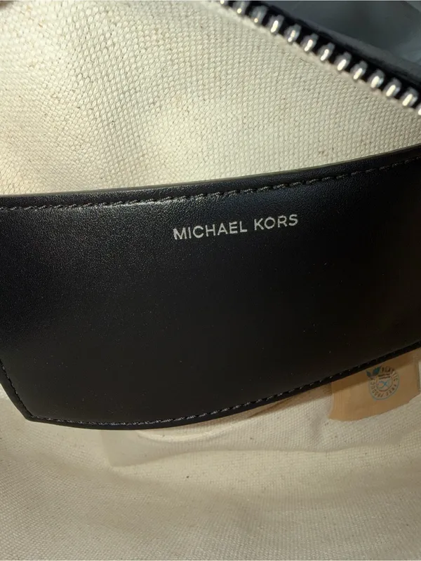 Michael Kors Black Leather Messenger Bag with Front Pocket Details - Image 13
