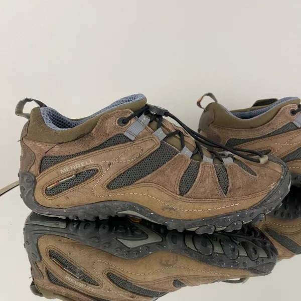 Merrell Brown Suede Chameleon Arc Vibram Womens Hiking Stretch Shoes - Image 4