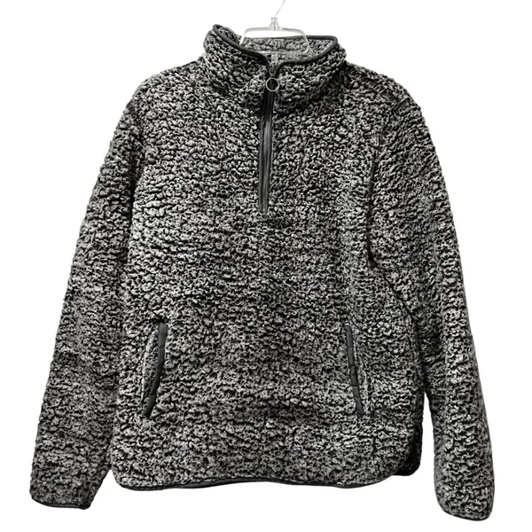 Thread & Supply Cozy Sherpa Fleece Pullover Sweatshirt 1/4 Zip Grey‎ Size Small - Image 2