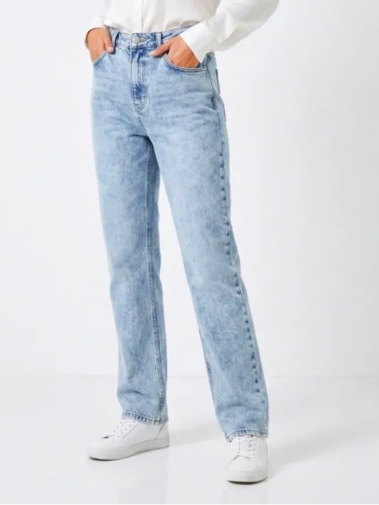 Avec Les Filles Light Wash High Waist Straight Leg Button Fly Jeans Size 27 - Image 11