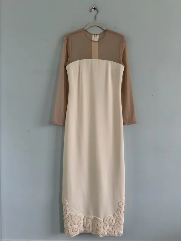 NWT Antonio Melani x Elizabeth Damrich Babe Mesh Crepe Soutache Pearl Maxi Dress - Image 5