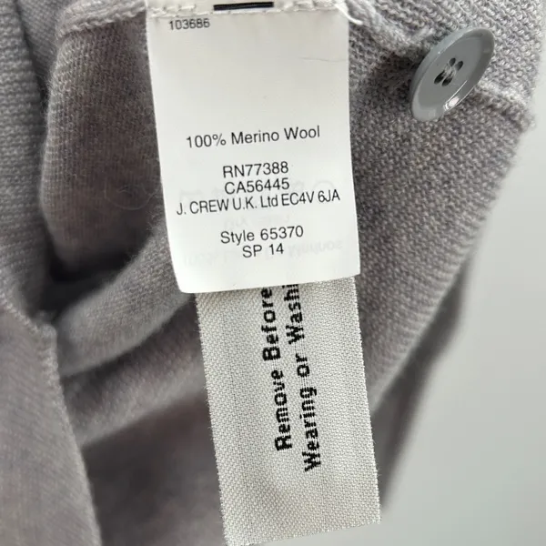 J.Crew Womens Gray 100%‎ Merino Wool V-Neck Button Front Cardigan Sweater Small - Image 5