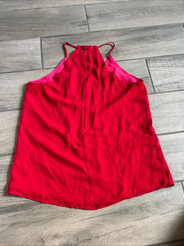 Women's Red Sleeveless Halter Tank Top - Image 2