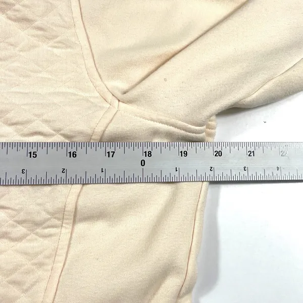 L.L. Bean Small Quilted Quarter Zip Pullover Cream EUC Outdoor Fall Cozy - Image 10