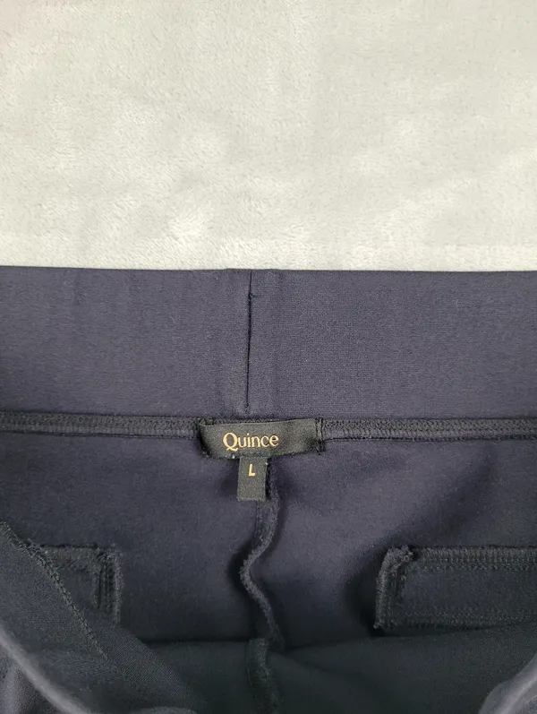Quince Ultra Stretch Ponte Kick Flare Pants Navy Blue Size L Large Cropped - Image 3