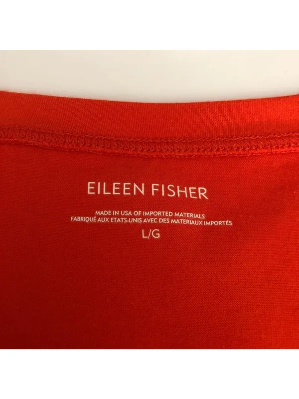 Eileen Fisher Womens T-Shirt Dress Orange L Organic Cotton Spandex Short Sleeve - Image 3