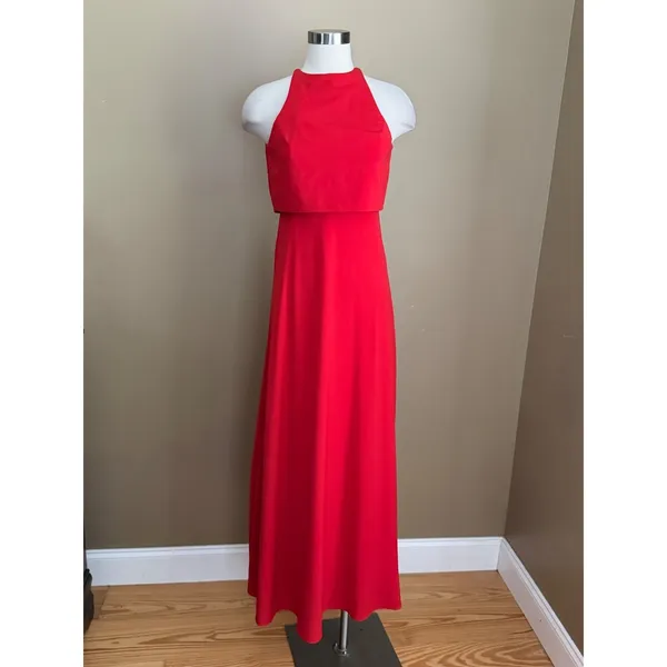 Jill Jill Stuart Red Dress Popover Halter Gown‎ 2 Minimalist Elegant Gala - Image 2